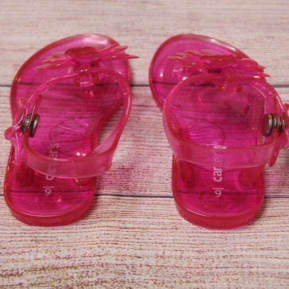 Carter's Pink Jelly Sandals with Flower and gem - Picture 3 of 7